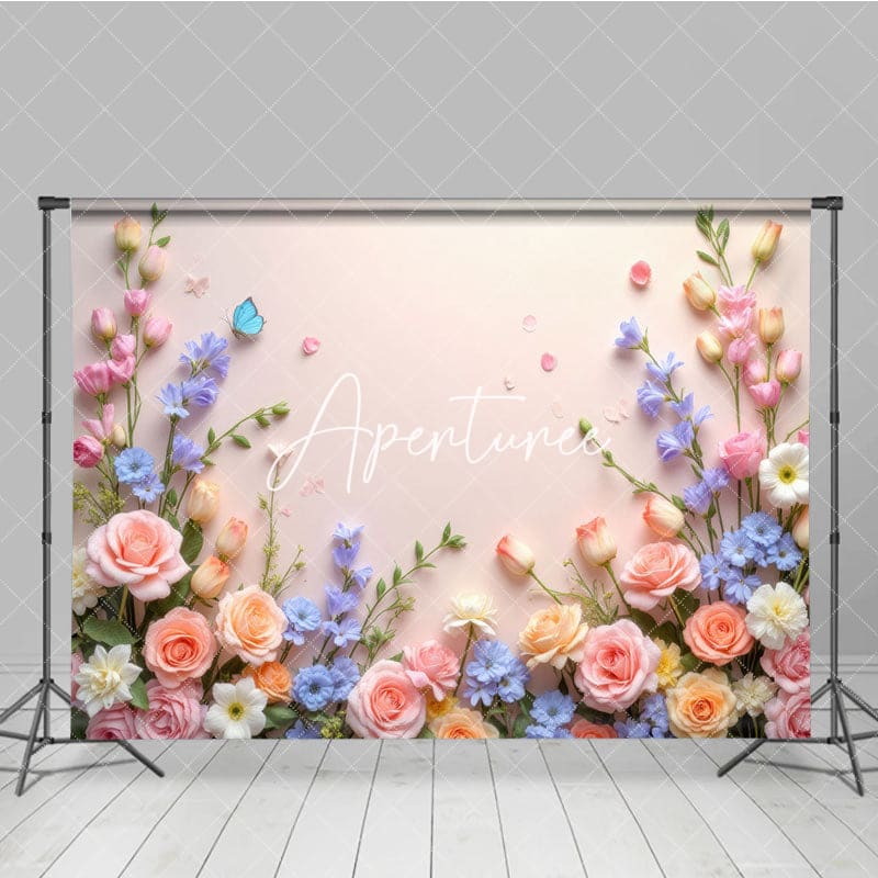 Aperturee - Aperturee Pink Rose Blooming Spring Vibe Photo Backdrop