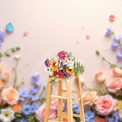 Aperturee - Aperturee Pink Rose Blooming Spring Vibe Photo Backdrop