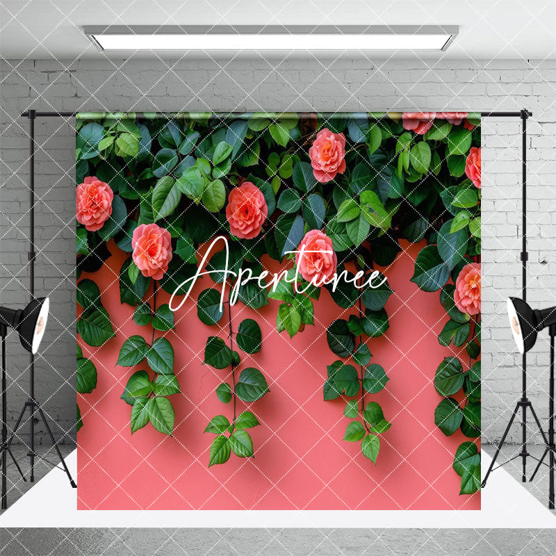 Aperturee - Aperturee Pink Rose Greenery Valentines Vibe Room Set Backdrop