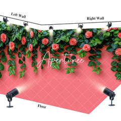 Aperturee - Aperturee Pink Rose Greenery Valentines Vibe Room Set Backdrop