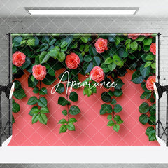 Aperturee - Aperturee Pink Rose Greenery Valentines Vibe Room Set Backdrop