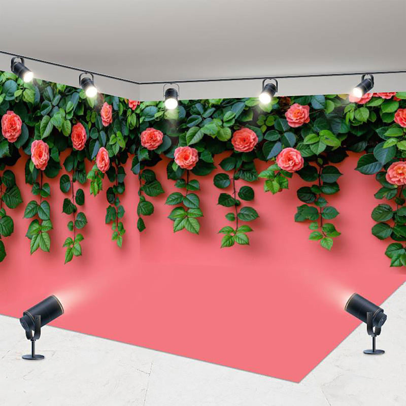 Aperturee - Aperturee Pink Rose Greenery Valentines Vibe Room Set Backdrop