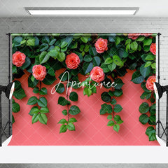 Aperturee - Aperturee Pink Rose Greenery Valentines Vibe Room Set Backdrop