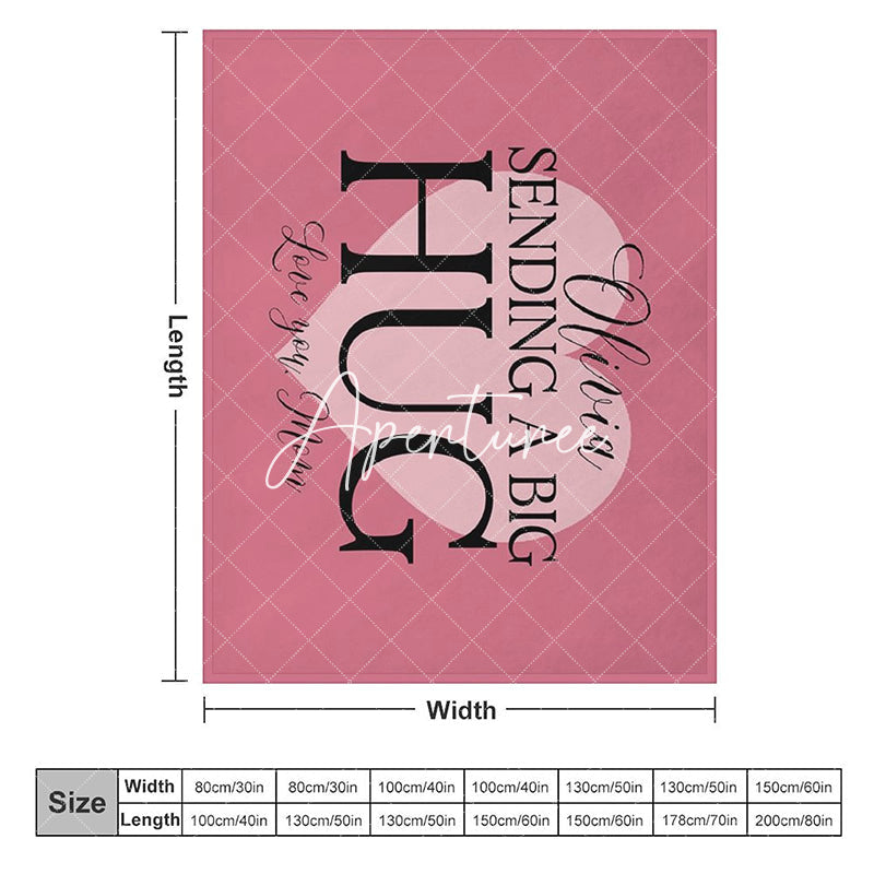 Aperturee - Aperturee Pink Sending A Big Hug Mom Gift Custom Text Blanket