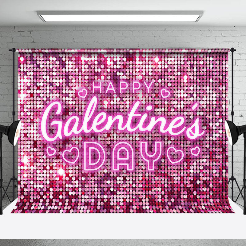 Aperturee - Aperturee Pink Sequins Glitter Happy Valentines Day Backdrop