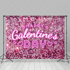 Aperturee - Aperturee Pink Sequins Glitter Happy Valentines Day Backdrop