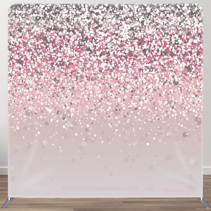 Aperturee - Aperturee Pink Silver Glitter Party Square Tension Backdrop