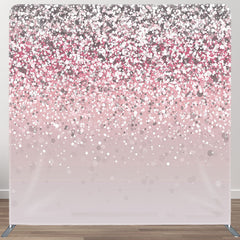 Aperturee - Aperturee Pink Silver Glitter Party Square Tension Backdrop