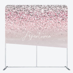 Aperturee - Aperturee Pink Silver Glitter Party Square Tension Backdrop