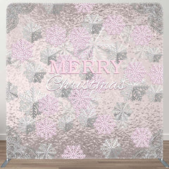 Aperturee - Aperturee Pink Sliver Snowflake Christmas Pillow Case Backdrop