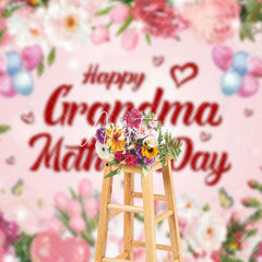 Aperturee - Aperturee Pink Sparkle Floral Grandma Mothers Day Backdrop