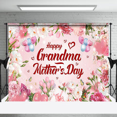 Aperturee - Aperturee Pink Sparkle Floral Grandma Mothers Day Backdrop