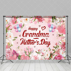 Aperturee - Aperturee Pink Sparkle Floral Grandma Mothers Day Backdrop