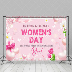 Aperturee - Aperturee Pink Sparkle Floral International Womens Day Backdrop