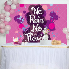 Aperturee - Aperturee Pink Splash No Rain No Flowers Baby Shower Backdrop