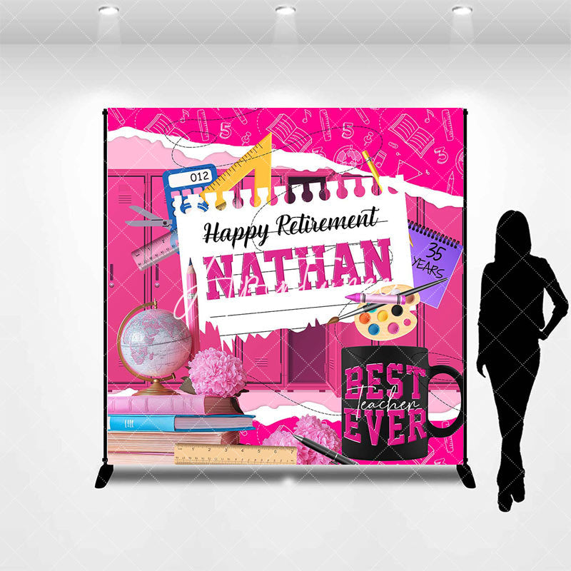 Aperturee - Aperturee Pink Teaching Tools Custom Name Retirement Backdrop