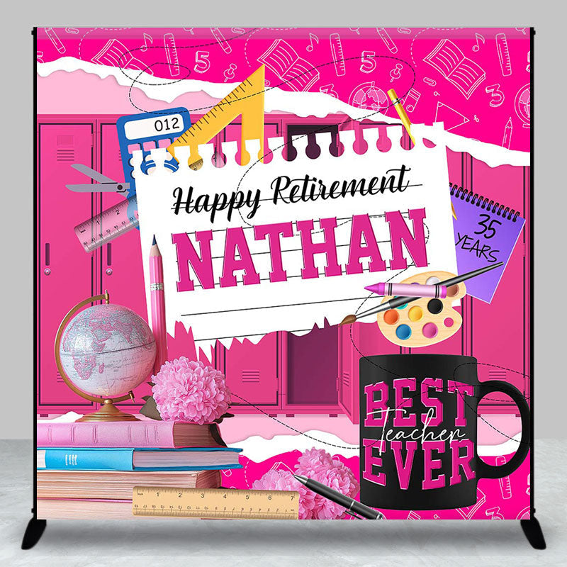 Aperturee - Aperturee Pink Teaching Tools Custom Name Retirement Backdrop