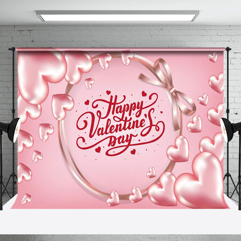 Aperturee - Aperturee Pink Valentine Large Small Hearts Bow Ties Backdrop