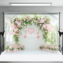 Aperturee - Aperturee Pink Valentines Vibe Floral Greenhouse Backdrop