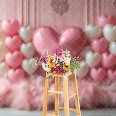 Aperturee - Aperturee Pink Vintage Wall Balloons Feather Romantic Backdrop