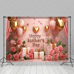 Aperturee - Aperturee Pink Wall Curtain Balloons Rose Mothers Day Backdrop