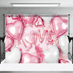 Aperturee - Aperturee Pink White Balloons Valentines Day Room Set Backdrop