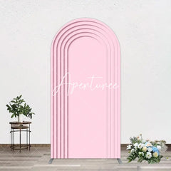 Aperturee - Aperturee Pink White Color Rainbow Birthday Party Arch Backdrop