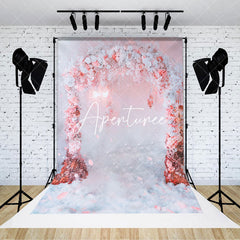 Aperturee - Aperturee Pink White Floral Arch Romantic Wedding Backdrop