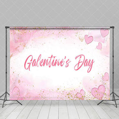 Aperturee - Aperturee Pink White Heart Gold Glitter Galentines Day Backdrop