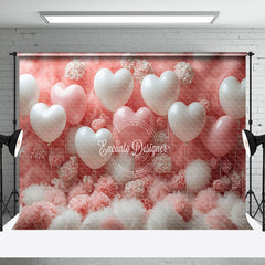 Aperturee - Aperturee Pink White Romantic Feather Balloons Floral Backdrop