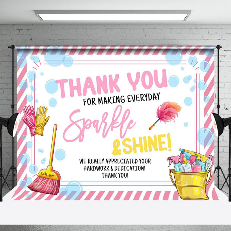 Aperturee - Aperturee Pink White Sparkle Happy Housekeeping Day Backdrop