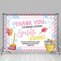 Aperturee - Aperturee Pink White Sparkle Happy Housekeeping Day Backdrop