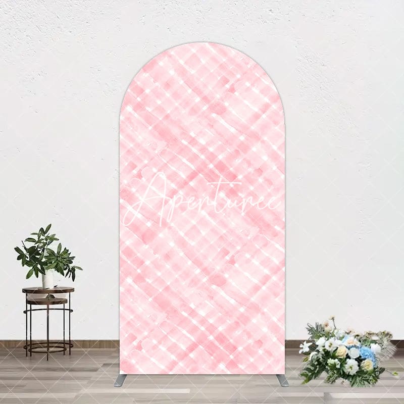 Aperturee - Aperturee Pink White Watercolor Birthday Arch Backdrop For Girl