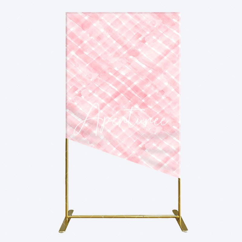 Aperturee - Aperturee Pink White Watercolor Birthday Rectangle Backdrop For Girl