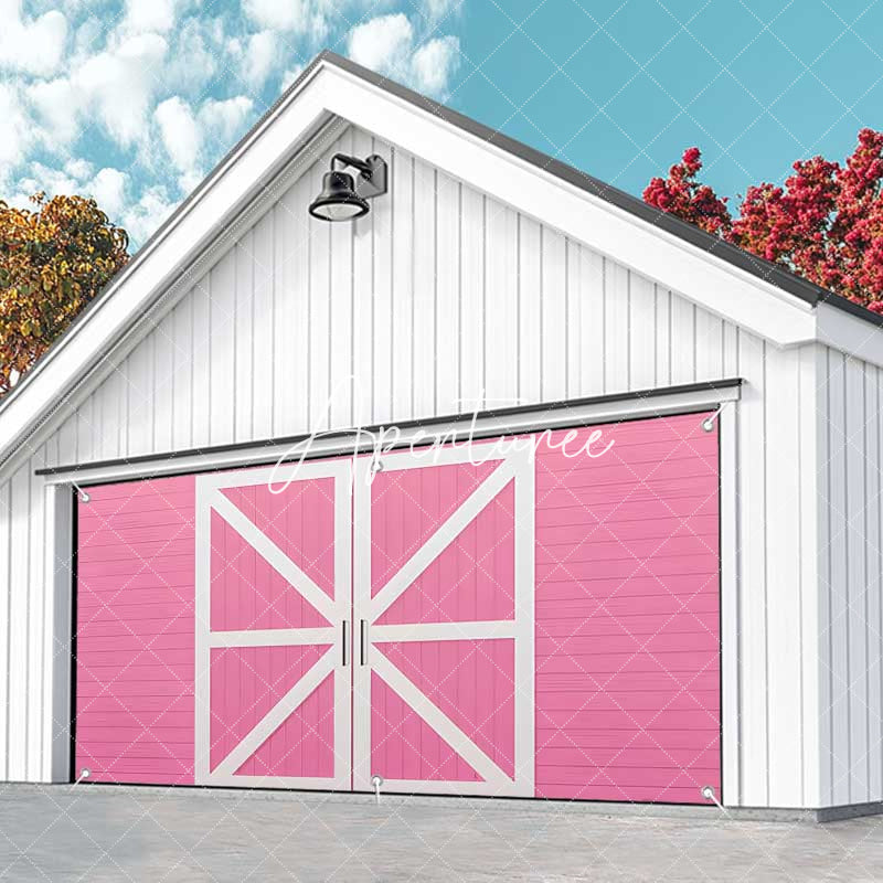 Aperturee - Aperturee Pink Wooden Barn Door Cowgirl Garage Door Banner