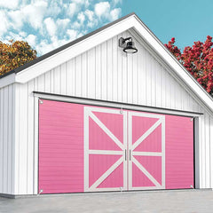 Aperturee - Aperturee Pink Wooden Barn Door Cowgirl Garage Door Banner