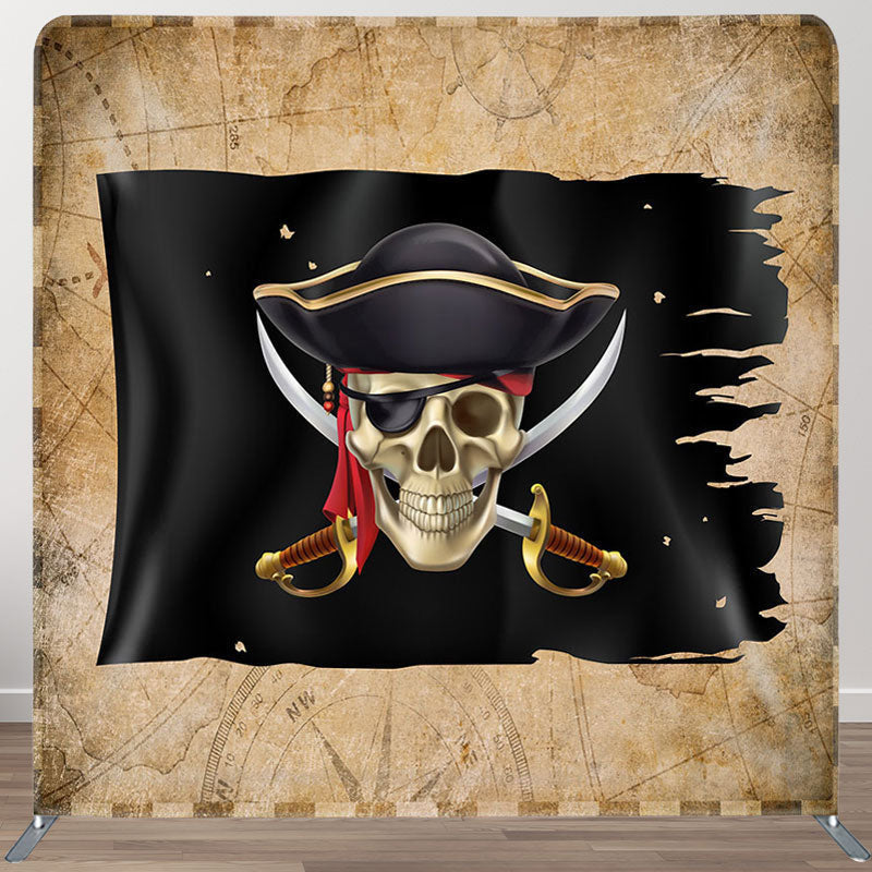 Aperturee - Aperturee Pirate Skull Retro Fabric Backdrop Cover for Birthday