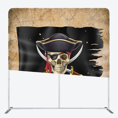 Aperturee - Aperturee Pirate Skull Retro Fabric Backdrop Cover for Birthday