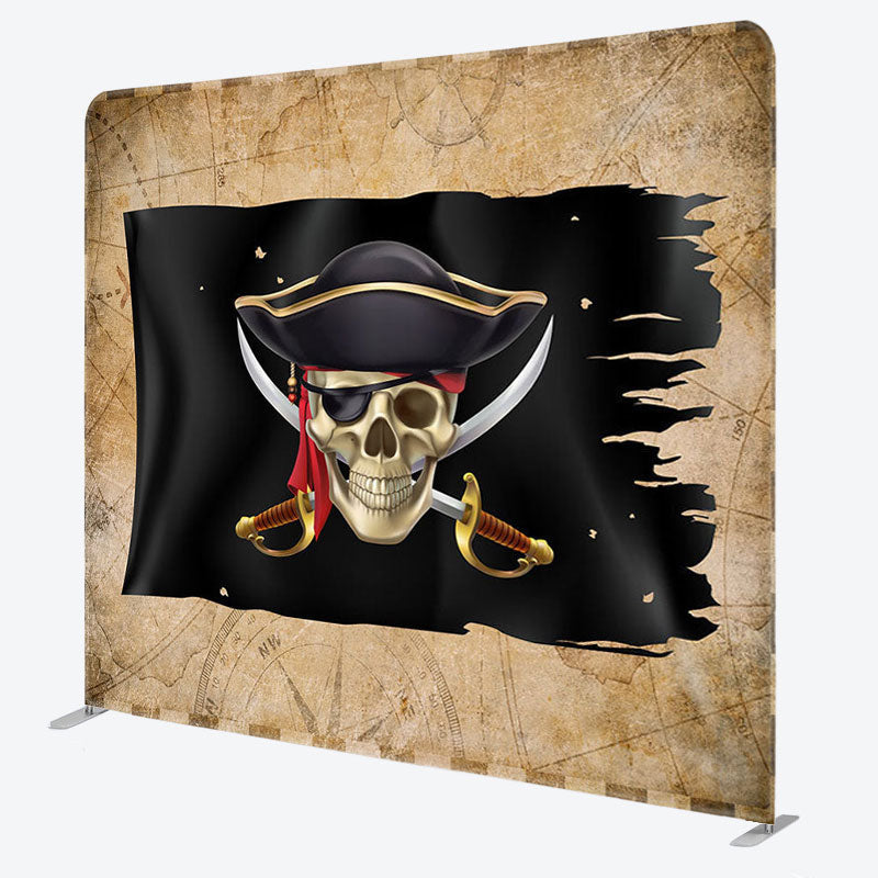 Aperturee - Aperturee Pirate Skull Retro Fabric Backdrop Cover for Birthday