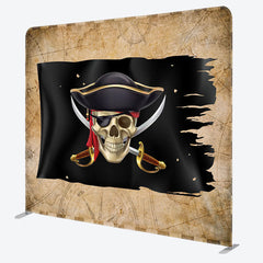 Aperturee - Aperturee Pirate Skull Retro Fabric Backdrop Cover for Birthday