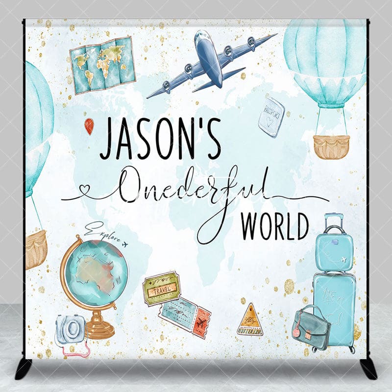 Aperturee - Aperturee Plane Hot Air Balloon Onderful World Custom Backdrop