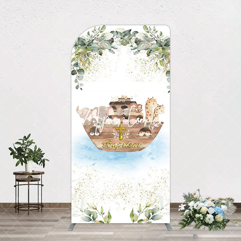 Aperturee - Aperturee Plant Gold Glitter Noahs Ark Baptism Arch Backdrop