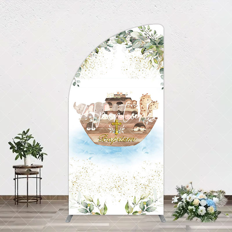 Aperturee - Aperturee Plant Gold Glitter Noahs Ark Baptism Arch Backdrop