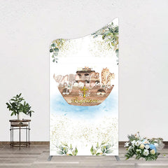 Aperturee - Aperturee Plant Gold Glitter Noahs Ark Baptism Arch Backdrop