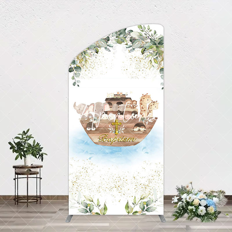 Aperturee - Aperturee Plant Gold Glitter Noahs Ark Baptism Arch Backdrop