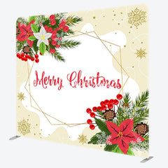 Aperturee - Aperturee Poinsettia Gold Ice Crystals Merry Christmas Backdrop