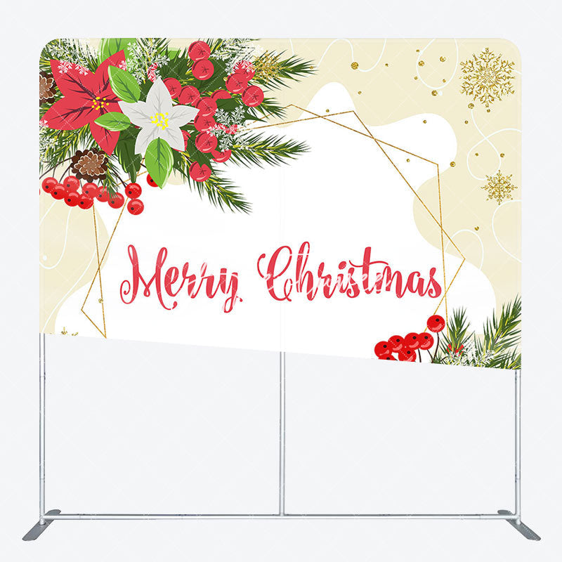 Aperturee - Aperturee Poinsettia Gold Ice Crystals Merry Christmas Backdrop