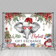 Aperturee - Aperturee Poinsettia White Elephant Gift Exchange Backdrop