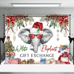 Aperturee - Aperturee Poinsettia White Elephant Gift Exchange Backdrop