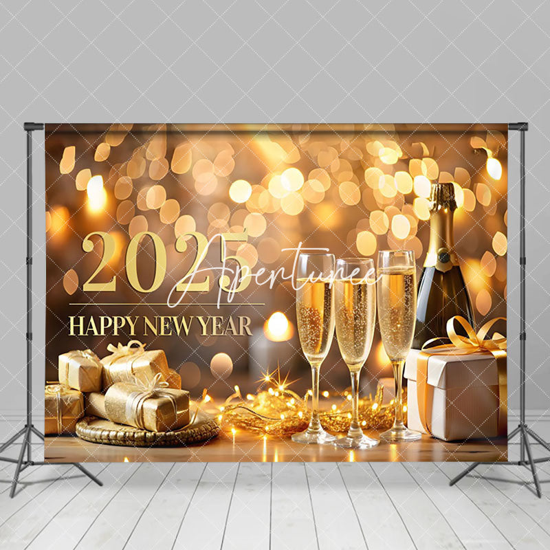 Aperturee - Aperturee Polka Dot Bokeh Wine Lights 2025 New Year Backdrop